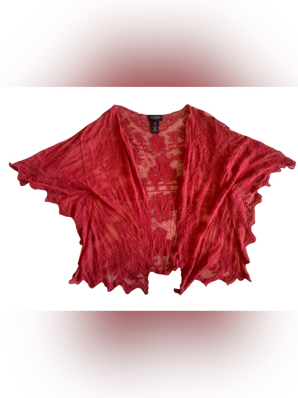 Laundry by Shelli Segal Women's Sheer Red Lace Cardigan | Size 0/S